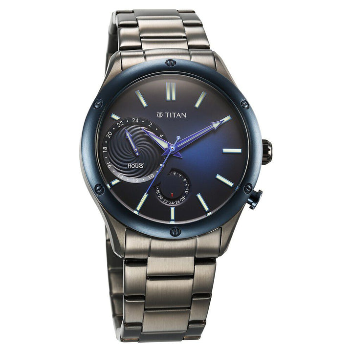Titan Stellar Multifunction Blue Dial Grey Stainless Steel Strap Watch For Men - The Watch Factory ®