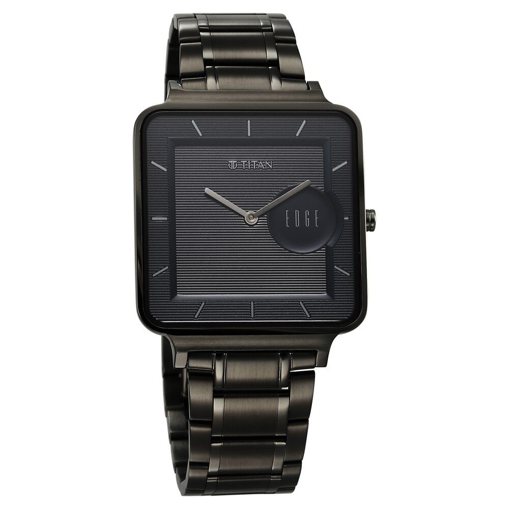 Titan Edge Quad Quartz Analog Blue Dial With Grey Stainless Steel Strap Watch For Men - The Watch Factory ®