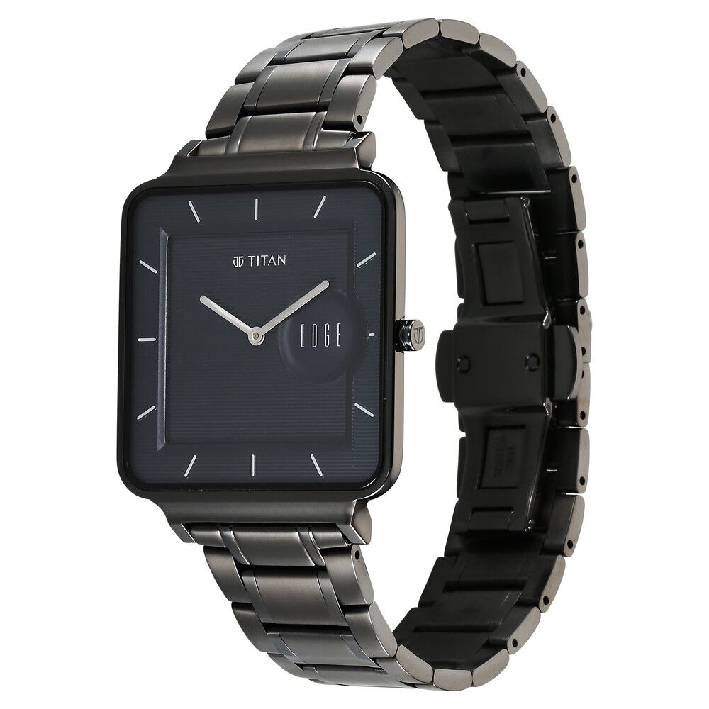 Titan Edge Quad Quartz Analog Blue Dial With Grey Stainless Steel Strap Watch For Men - The Watch Factory ®