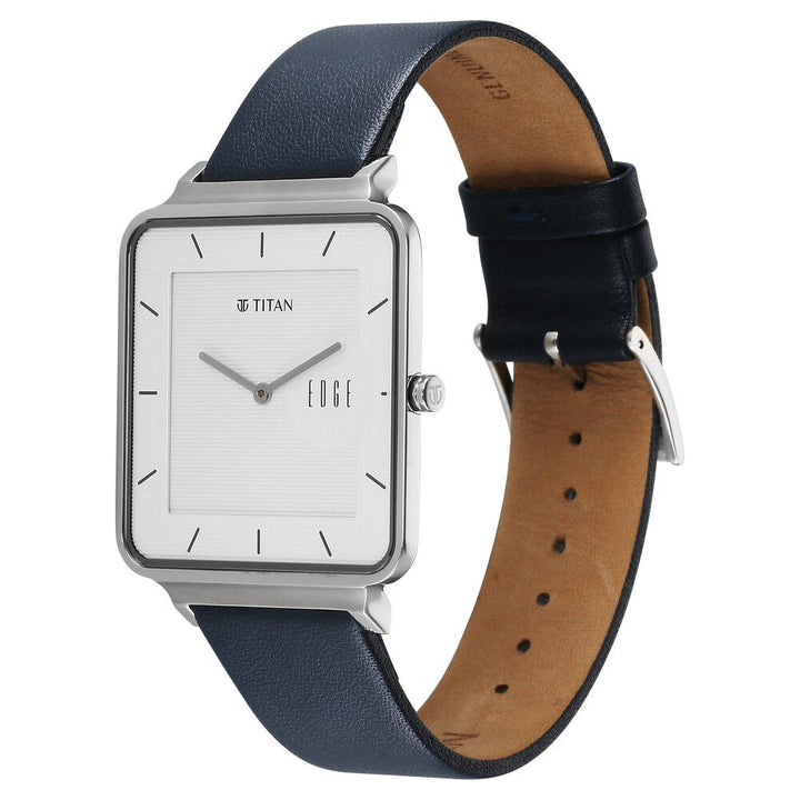 Titan Edge Quad Quartz Analog White Dial With Blue Leather Strap Watch For Men - The Watch Factory ®