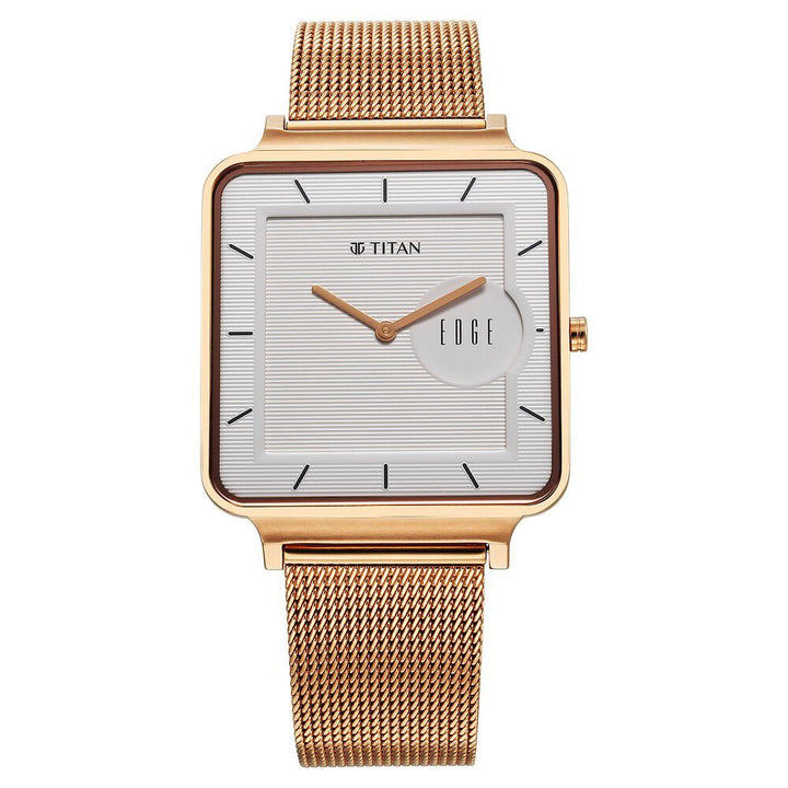 Titan Edge Quad Slim Stainless Steel Rose Gold Dial Analog Watch for Men 10017WM01