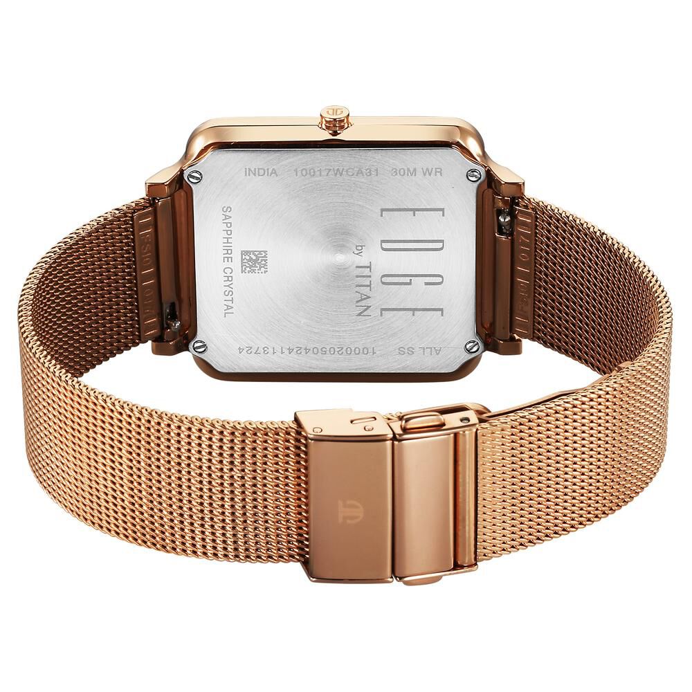 Titan Edge Quad Slim Stainless Steel Rose Gold Dial Analog Watch for Men 10017WM01