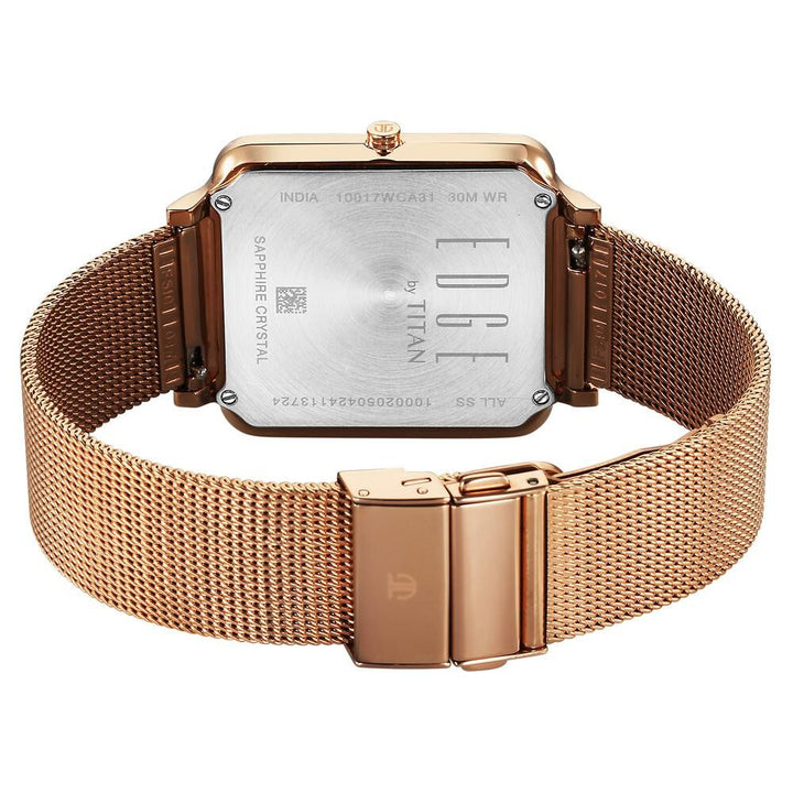 Titan Edge Quad Slim Stainless Steel Rose Gold Dial Analog Watch for Men 10017WM01