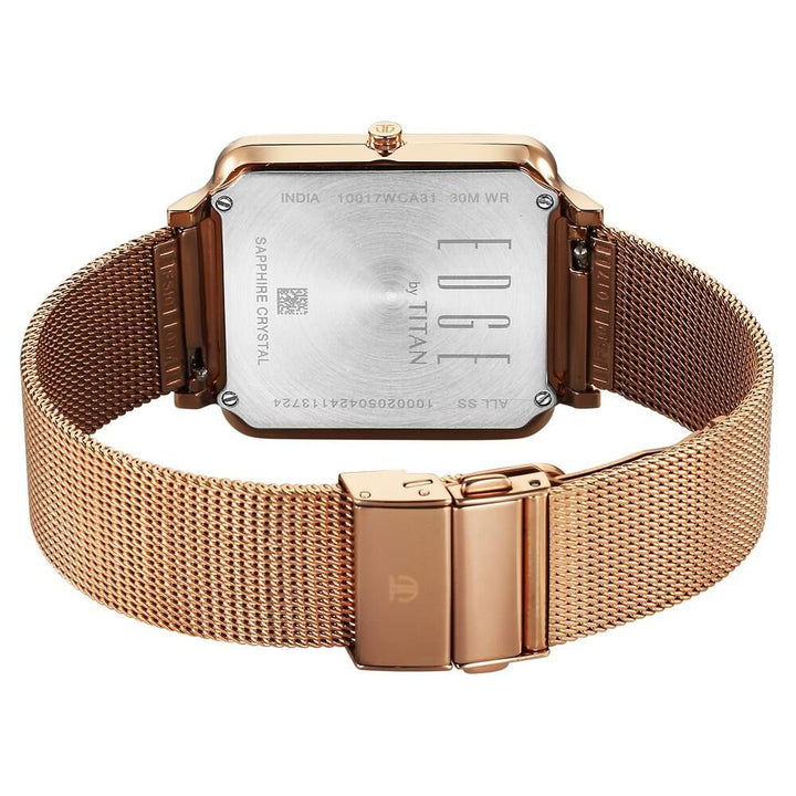 Titan Edge Quad Quartz Analog White Dial With Rose Gold Stainless Steel Strap Watch For Men - The Watch Factory ®