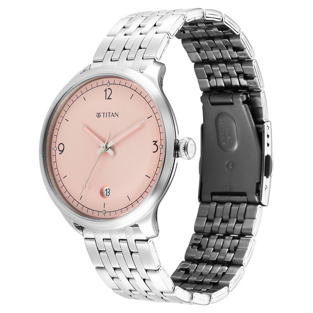 Titan Timeless Treasures Quartz Analog with Date Pink Dial With Silver Color Stainless Steel Strap Watch For Men - The Watch Factory ®