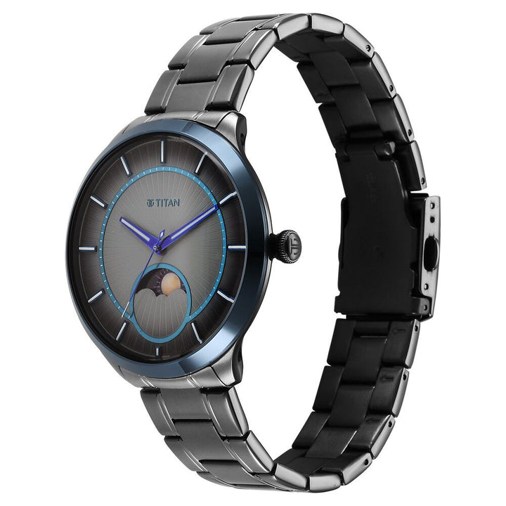Titan Caelum Sun Moon Sub-Dial in Gunmetal Grey - Stellar Edition 10028KM01