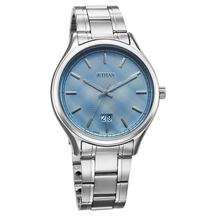 Titan Palette Of Time Quartz Analog with Date Blue Dial Stainless Steel Strap Watch For Men - The Watch Factory ®