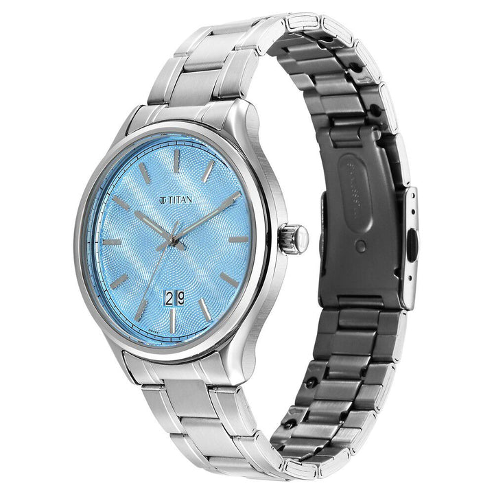 Titan Palette Of Time Quartz Analog with Date Blue Dial Stainless Steel Strap Watch For Men - The Watch Factory ®