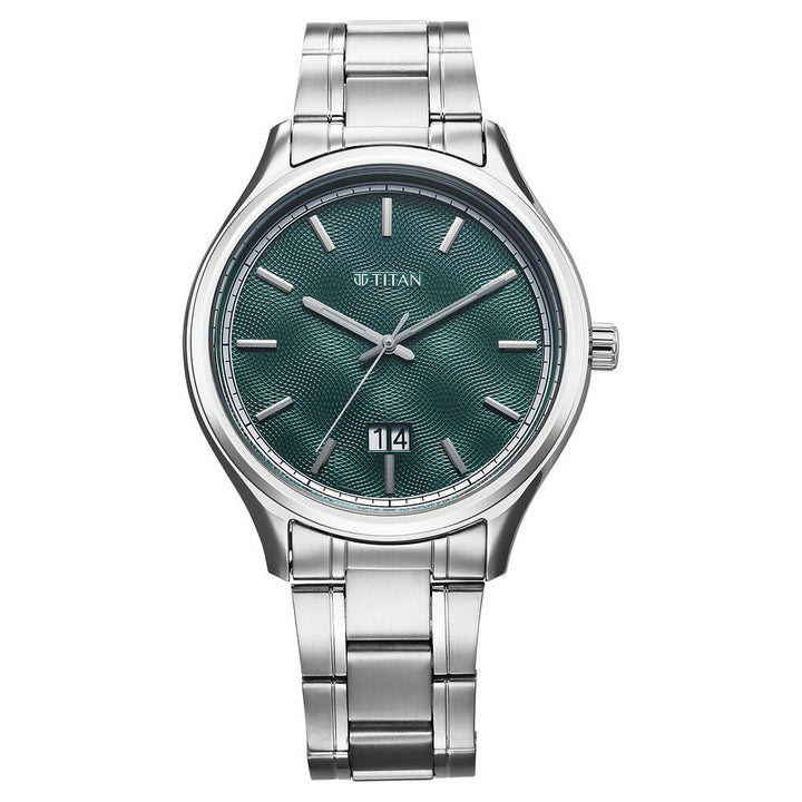 Titan Palette Of Time Quartz Analog with Date Green Dial Stainless Steel Strap Watch For Men - The Watch Factory ®