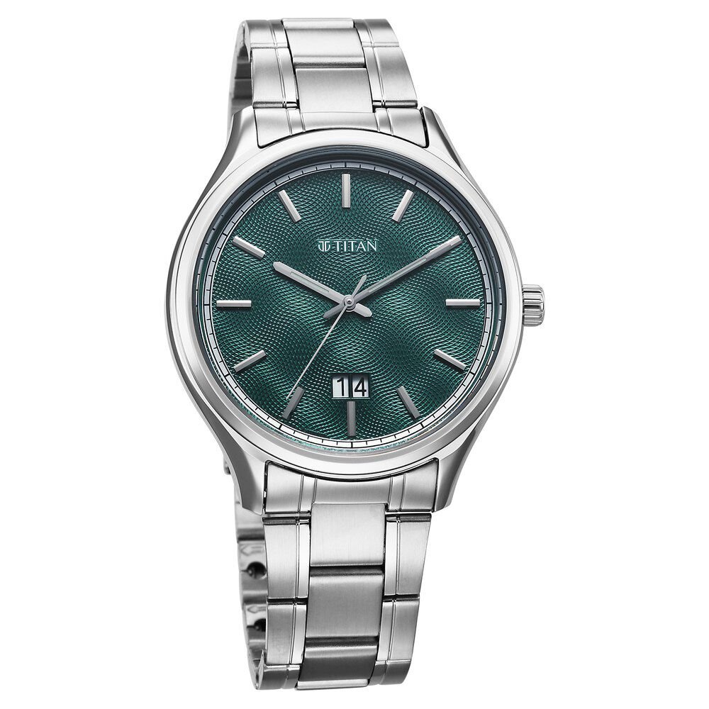 Titan Palette Of Time Quartz Analog with Date Green Dial Stainless Steel Strap Watch For Men - The Watch Factory ®