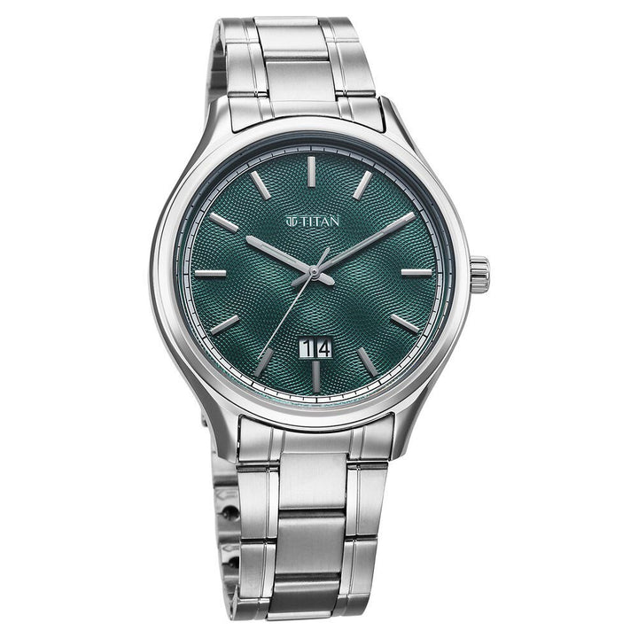 Titan Palette Of Time Quartz Analog with Date Green Dial Stainless Steel Strap Watch For Men - The Watch Factory ®