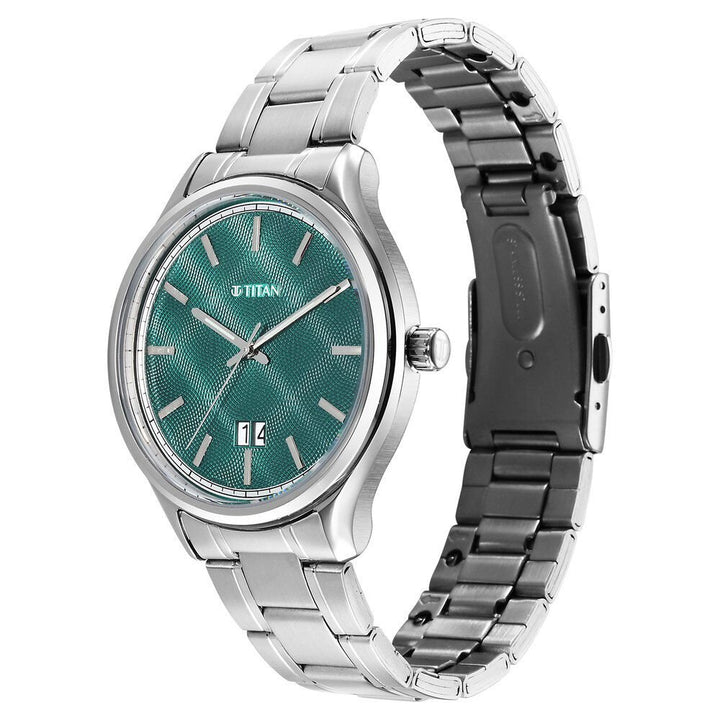 Titan Palette Of Time Quartz Analog with Date Green Dial Stainless Steel Strap Watch For Men - The Watch Factory ®