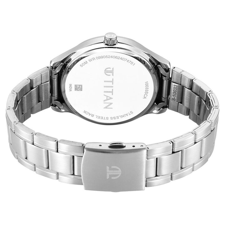 Titan Palette Of Time Quartz Analog with Date Green Dial Stainless Steel Strap Watch For Men 10033SM03