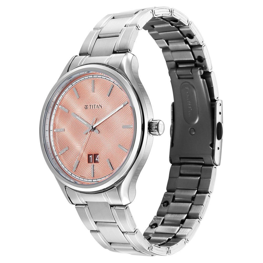 Titan Palette Of Time Quartz Analog with Date Orange Dial Stainless Steel Strap Watch For Men - The Watch Factory ®