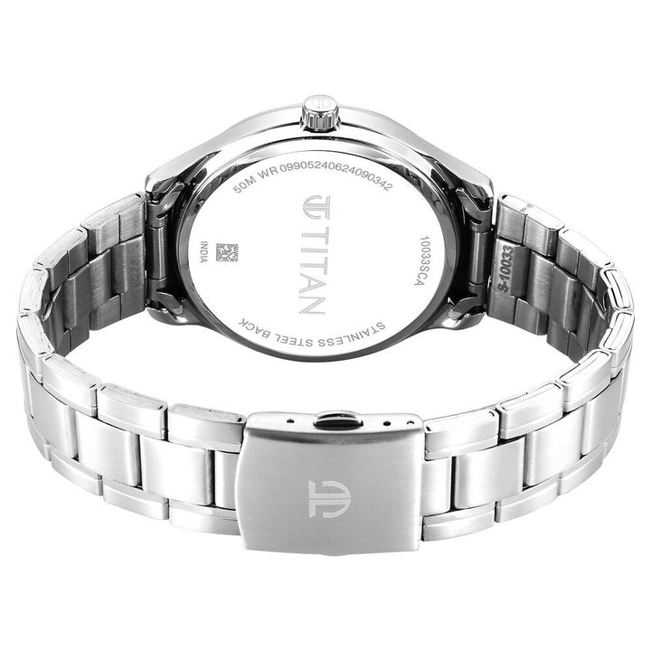 Titan Palette Of Time Quartz Analog with Date Yellow Dial Stainless Steel Strap Watch For Men 10033SM06