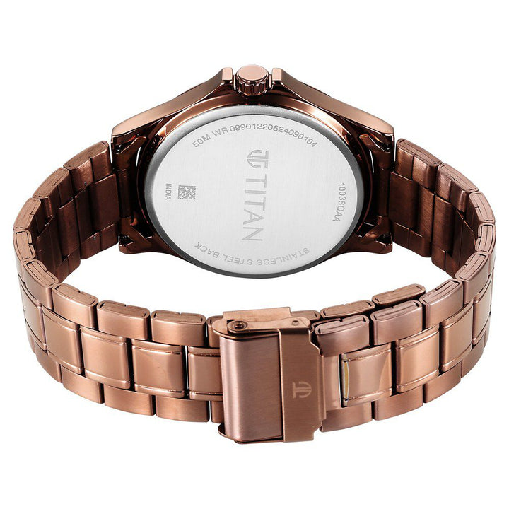 Titan Karishma Quartz Analog with Date Black Dial Stainless Steel Strap Watch For Men 10038QM01