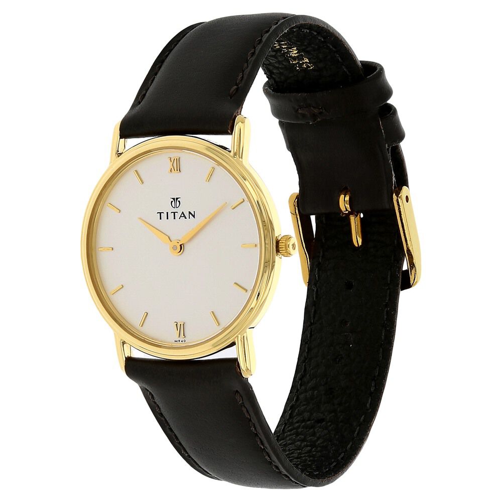 Titan Analog Silver Dial Leather Strap watch for Men-NL1006YL08