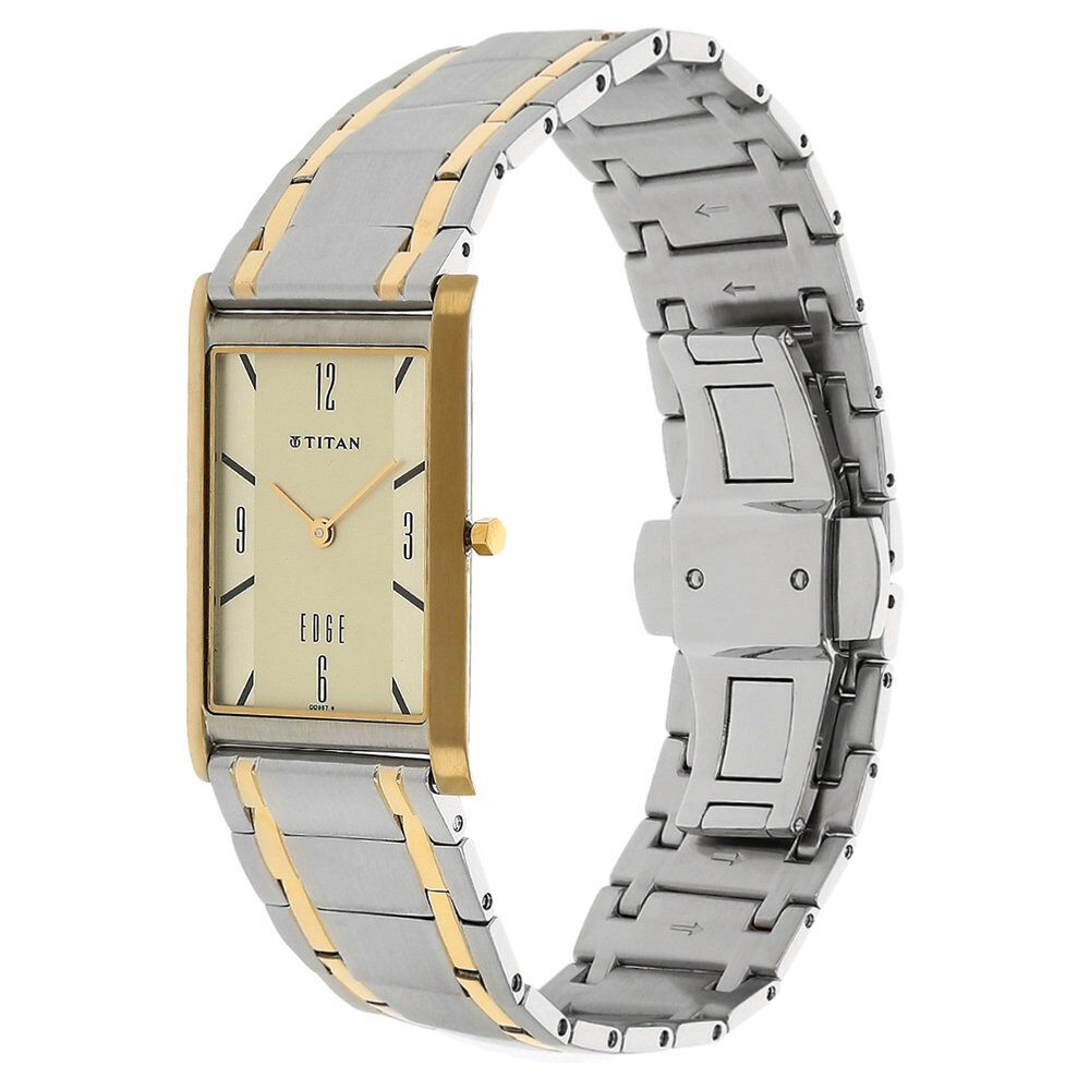 Titan Quartz Analog Champagne Dial Stainless Steel Strap Watch for Men - The Watch Factory ®