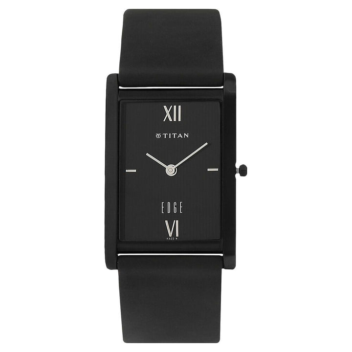 Titan Edge Slim Leather Strap Black Dial Analog Watch for Men NS1043NL01