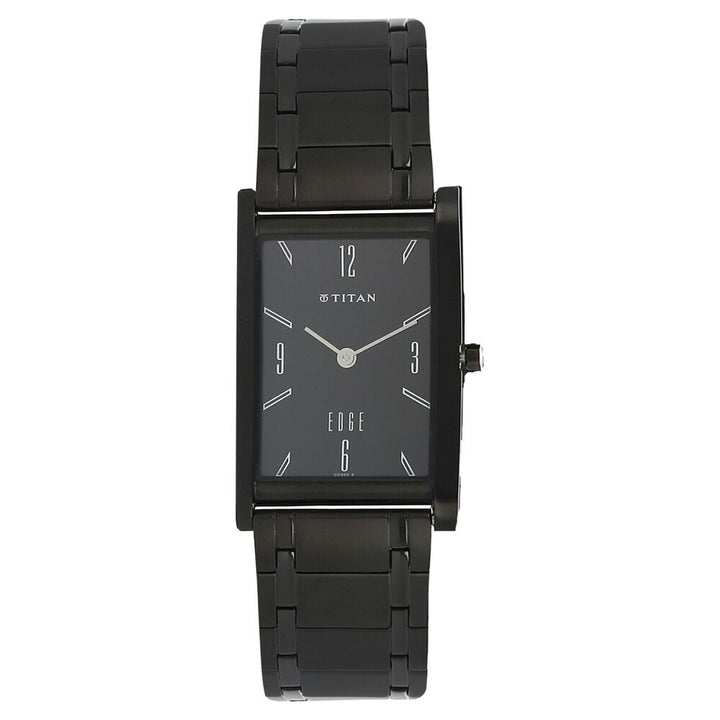 Titan Edge Slim Stainless Steel Strap Black Dial Analog Watch for Men NS1043NM01