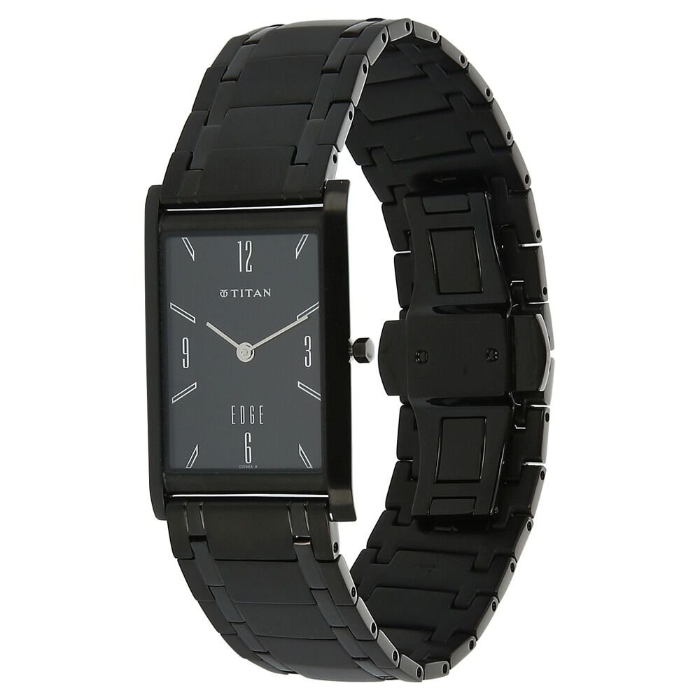 Titan Edge Slim Stainless Steel Strap Black Dial Analog Watch for Men NS1043NM01