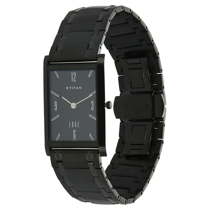 Titan Edge Slim Stainless Steel Strap Black Dial Analog Watch for Men NS1043NM01