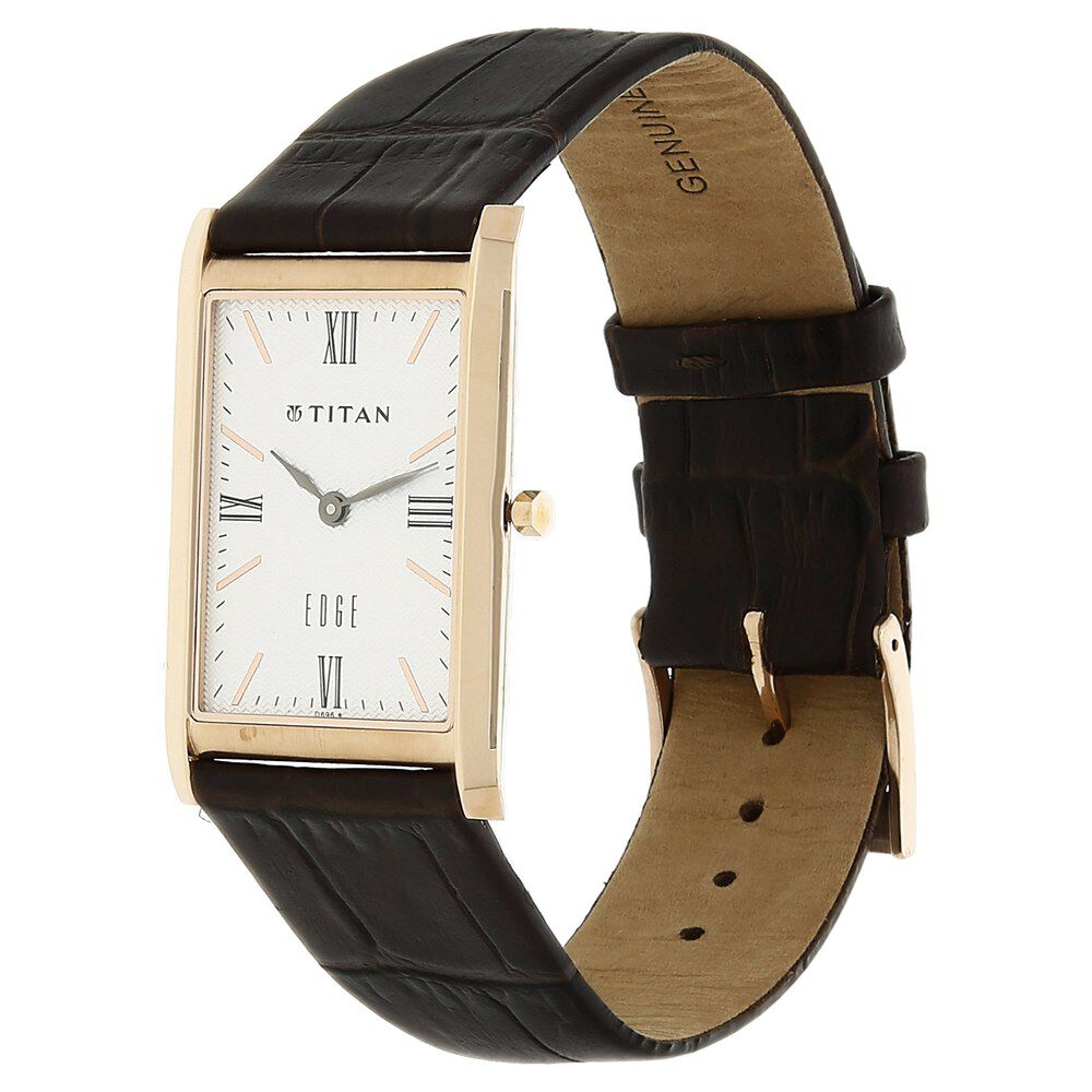Titan Quartz Analog Silver Dial Leather Strap Watch for Men-NH1043WL01A