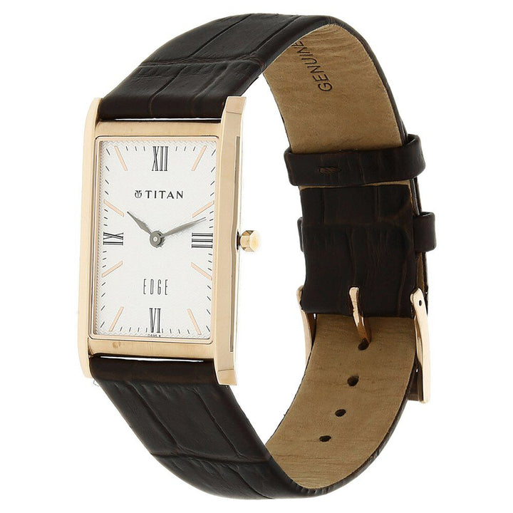 Titan Quartz Analog Silver Dial Leather Strap Watch for Men-NH1043WL01A