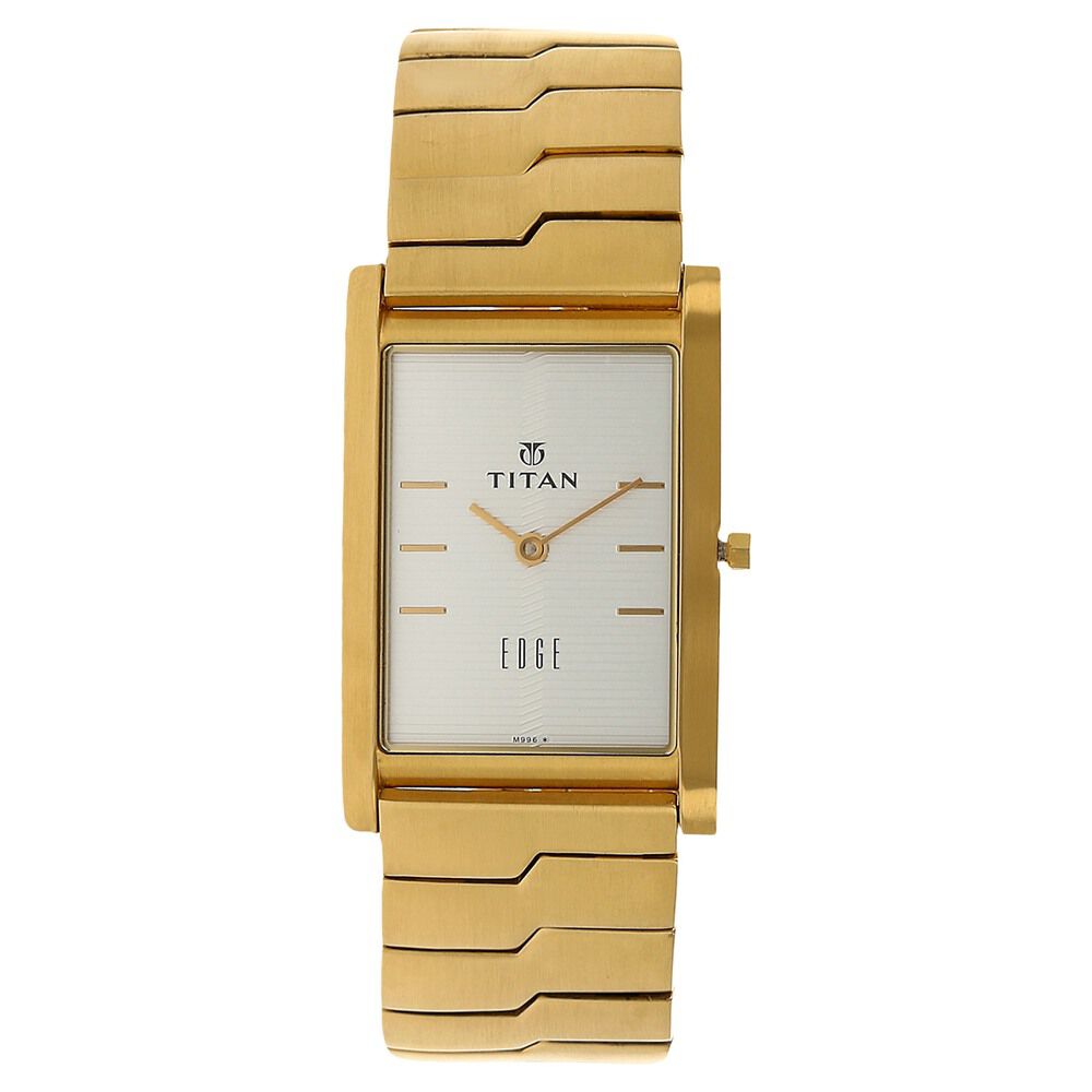 Titan Edge Quartz Analog Silver Dial Golden Stainless Steel Strap Watch For Men - The Watch Factory ®