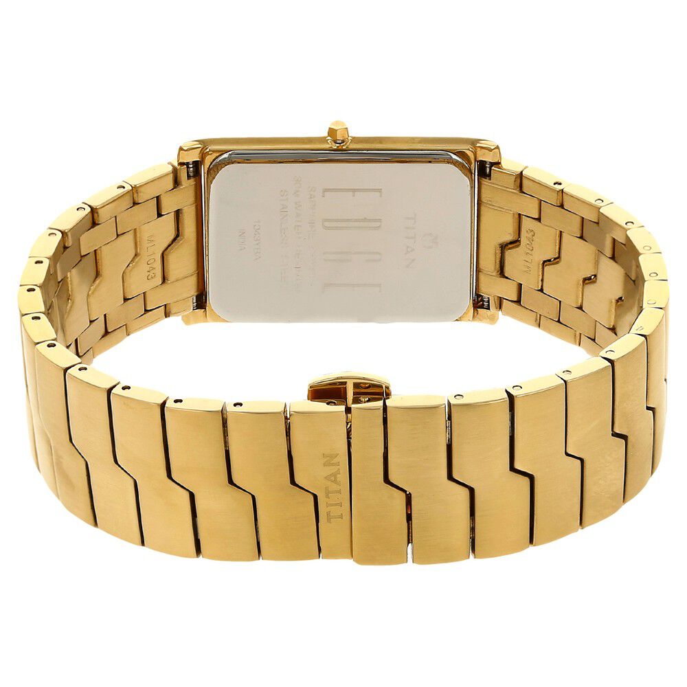 Titan Edge Quartz Analog Silver Dial Golden Stainless Steel Strap Watch For Men - The Watch Factory ®