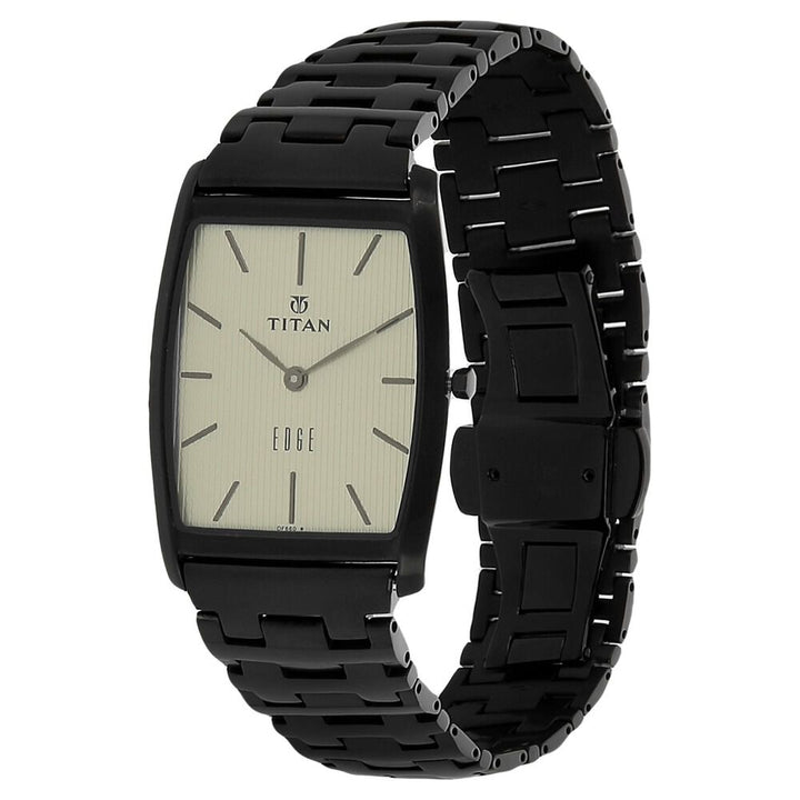 Titan Quartz Analog Champagne Dial Stainless Steel Strap Watch for Men-NH1044NM02A
