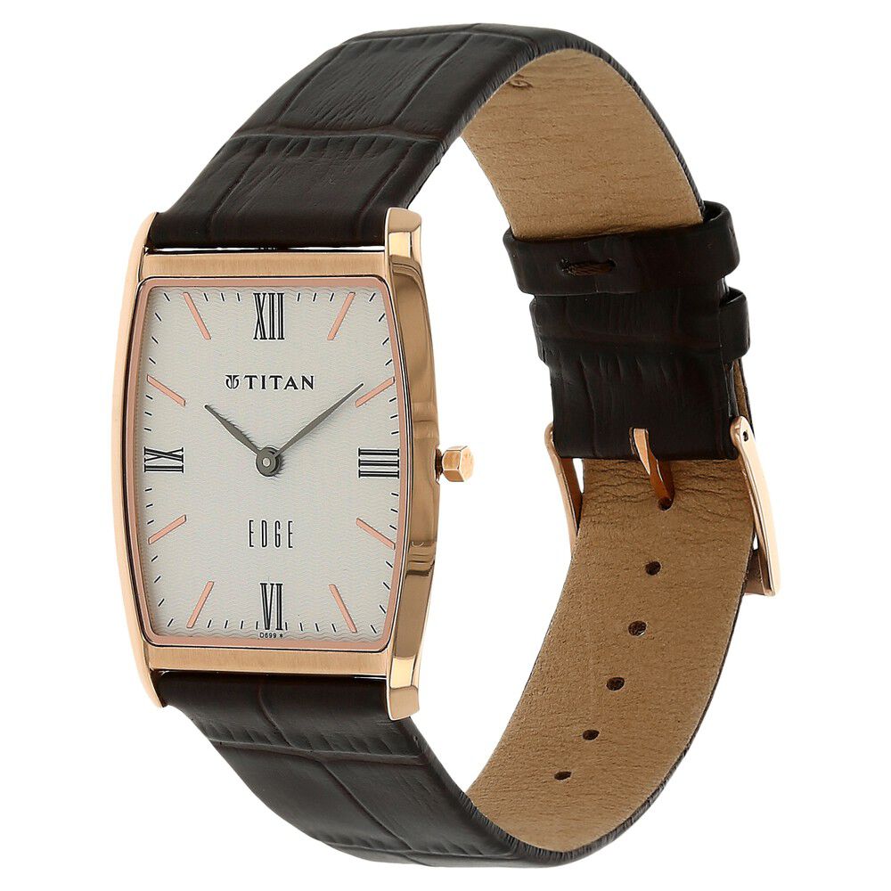 Titan Quartz Analog White Dial Leather Strap Watch for Men-NH1044WL01A