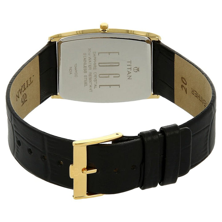 Titan Edge Silver Tonneau Dial Analog Leather Strap watch for Men NS1044YL04