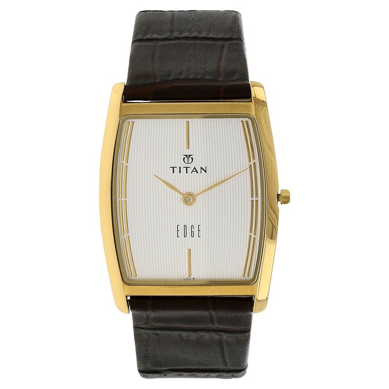 Titan Edge Quartz Analog White Dial Leather Strap Watch For Men