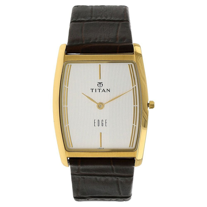 Titan Edge Quartz Analog White Dial Leather Strap Watch for Men NS1044YL06