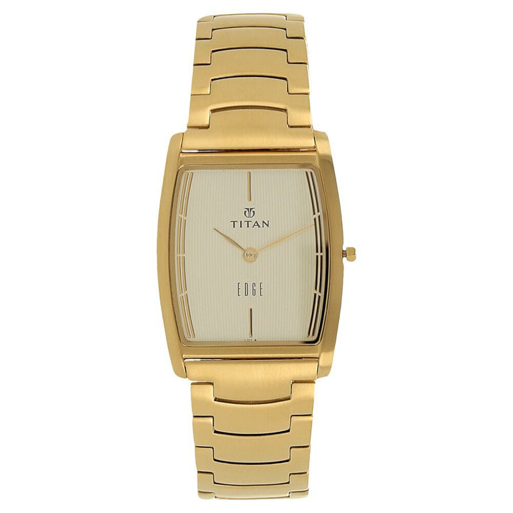 Titan Edge Quartz Analog Champagne Dial Stainless Steel Strap Watch for Men NS1044YM02