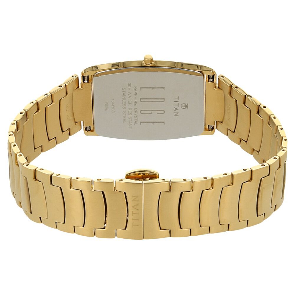 Titan Edge Quartz Analog Champagne Dial Stainless Steel Strap Watch for Men NS1044YM02