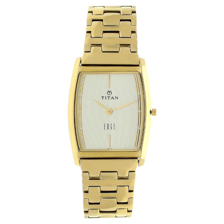 Titan Quartz Analog Champagne Dial Stainless Steel Strap Watch for Men NS1044YM07