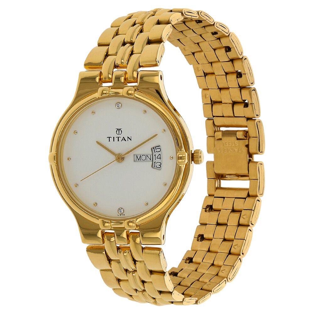 Titan Quartz Analog with Day and Date White Dial Stainless Steel Strap Watch for Men NS1107YM07