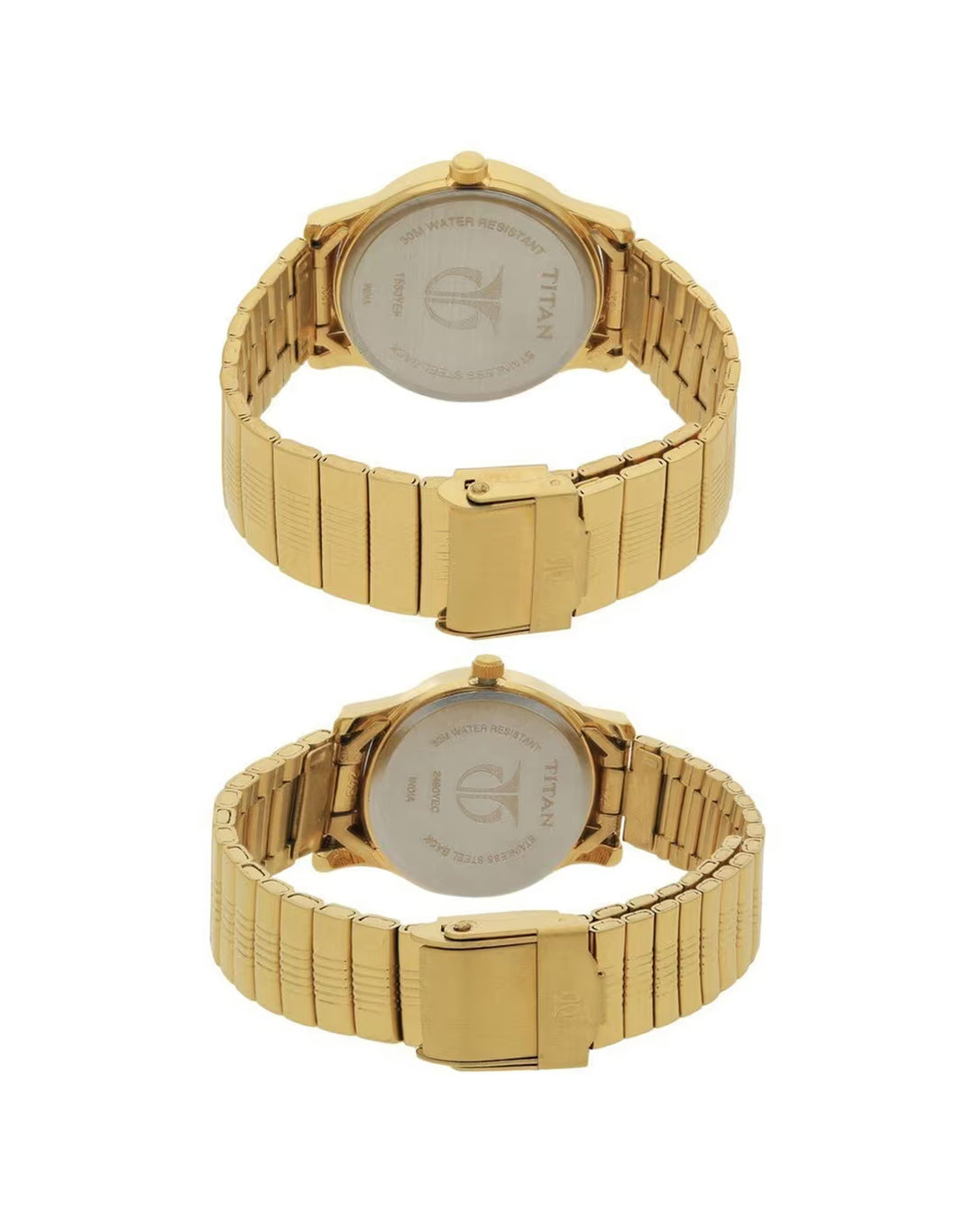 Titan Bandhan Gold Toned Day Date Couple Watch Set