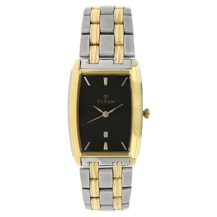 Titan Quartz Analog with Date Black Dial Stainless Steel Strap Watch for Men-NN1163BM02