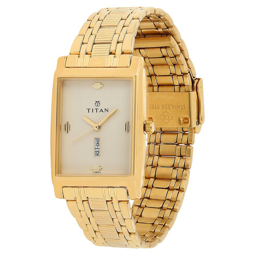 Titan Royale Champagne Dial Analog with Date Metal Strap watch for Men-NF1165YM02