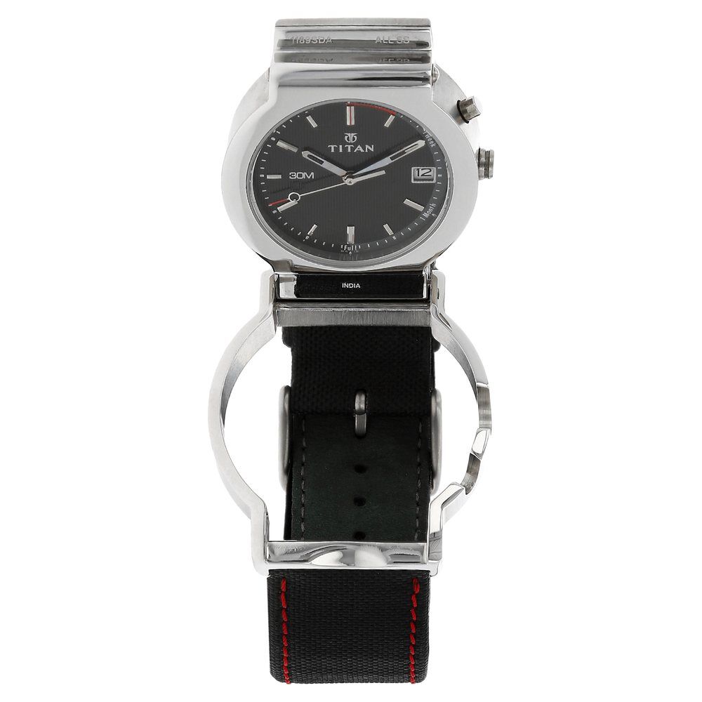 Titan Anthracite Dial Analog with Date Stainless Steel Strap Watch for Men-1189SL02