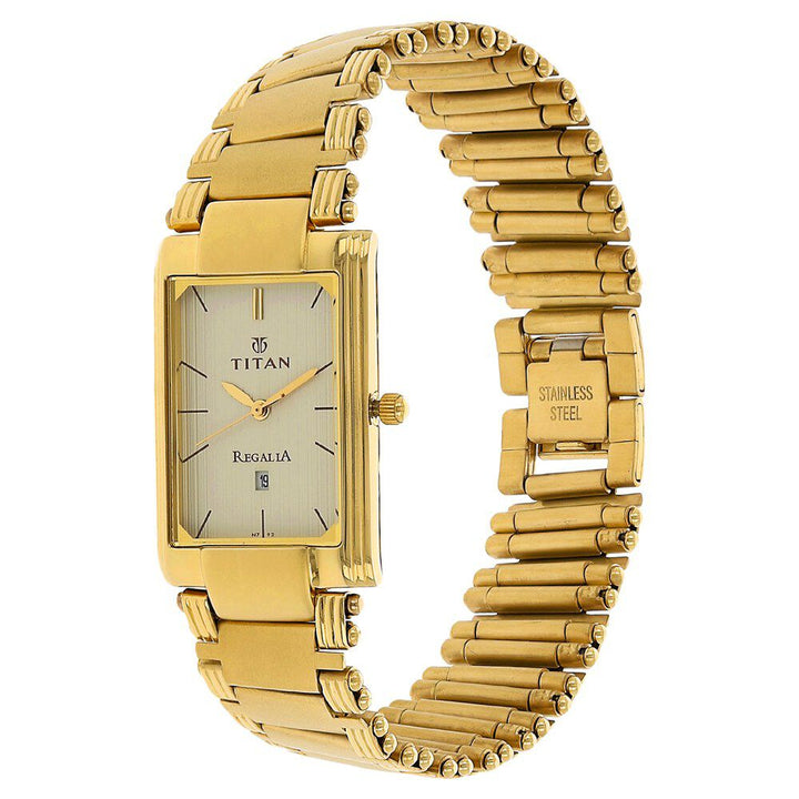 Titan Analog Champagne Dial Stainless Steel Strap watch for Men-NK1234YM02