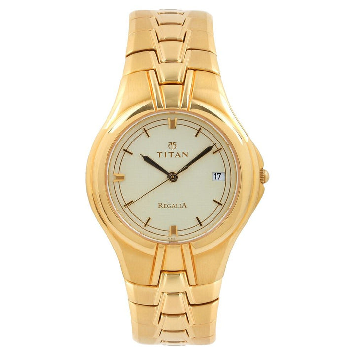 Titan Analog Yellow Dial Stainless Steel Strap watch for Men-1251YM02