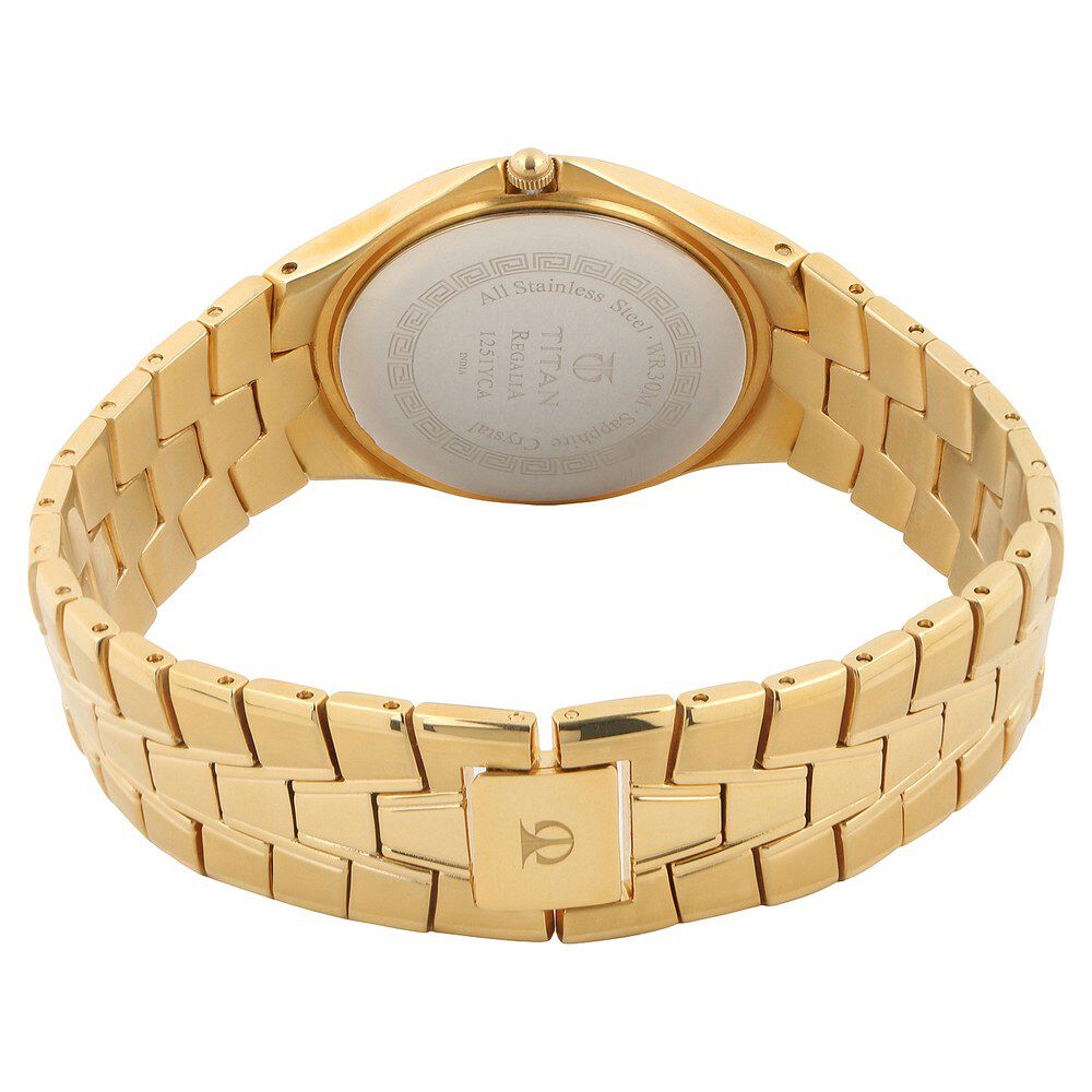 Titan Analog Yellow Dial Stainless Steel Strap watch for Men-1251YM02