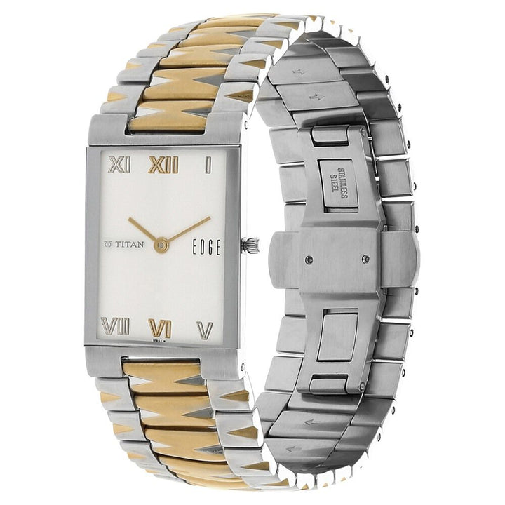 Titan Edge White Dial Analog Stainless Steel Strap Watch for Men NS1296BM01