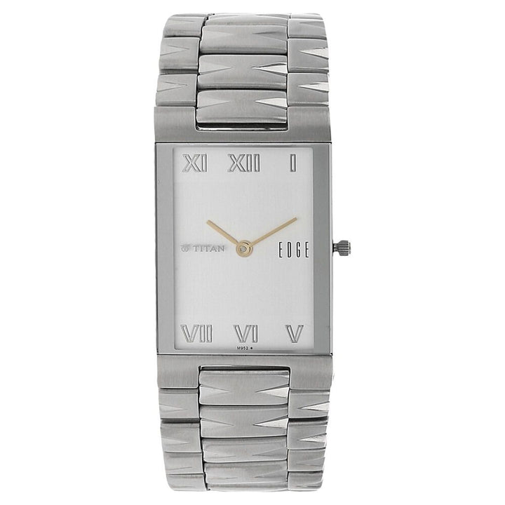 Titan Edge White Dial Analogue Metal Strap Watch for Men-NH1296SM01A