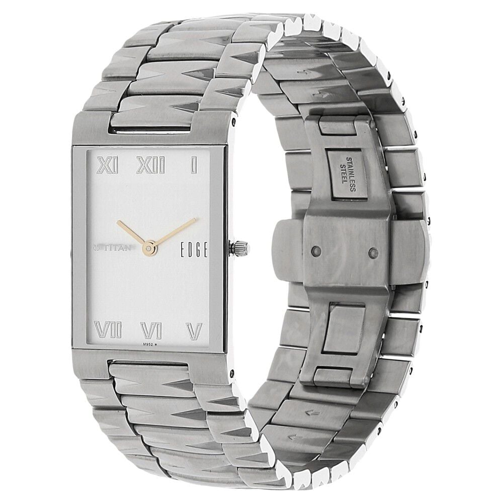 Titan Edge White Dial Analogue Metal Strap Watch for Men-NH1296SM01A