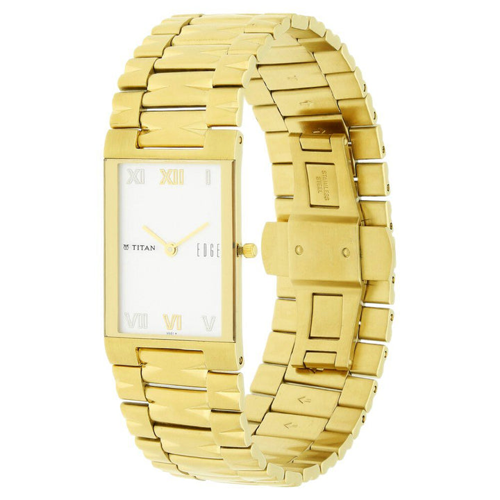 Titan Quartz Analog White Dial Stainless Steel Strap Watch for Men NG1296YM01